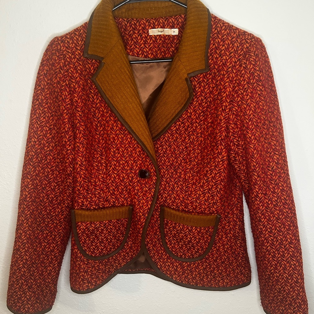 Hazel Red and Brown Blazer Tailored Knit Jacket